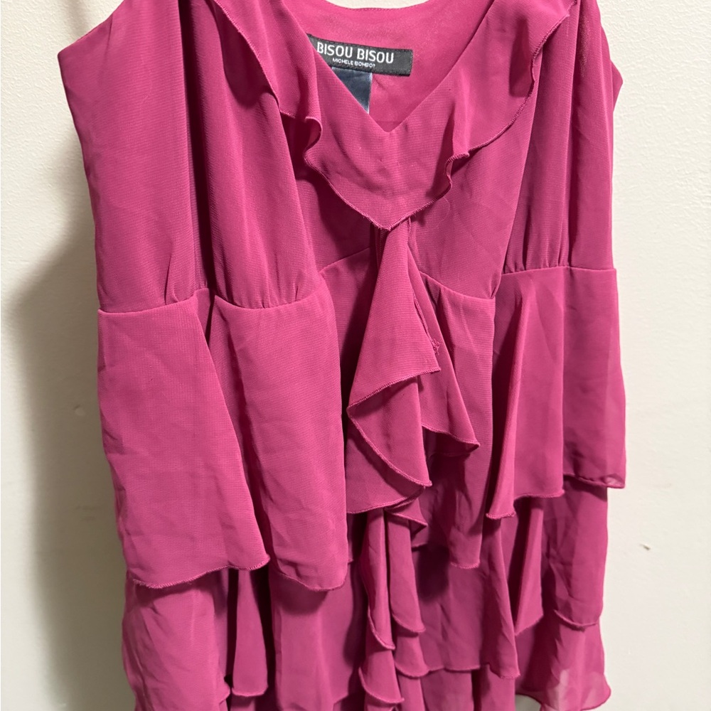 Bisou Bisou Fuchsia Layered Blouse
